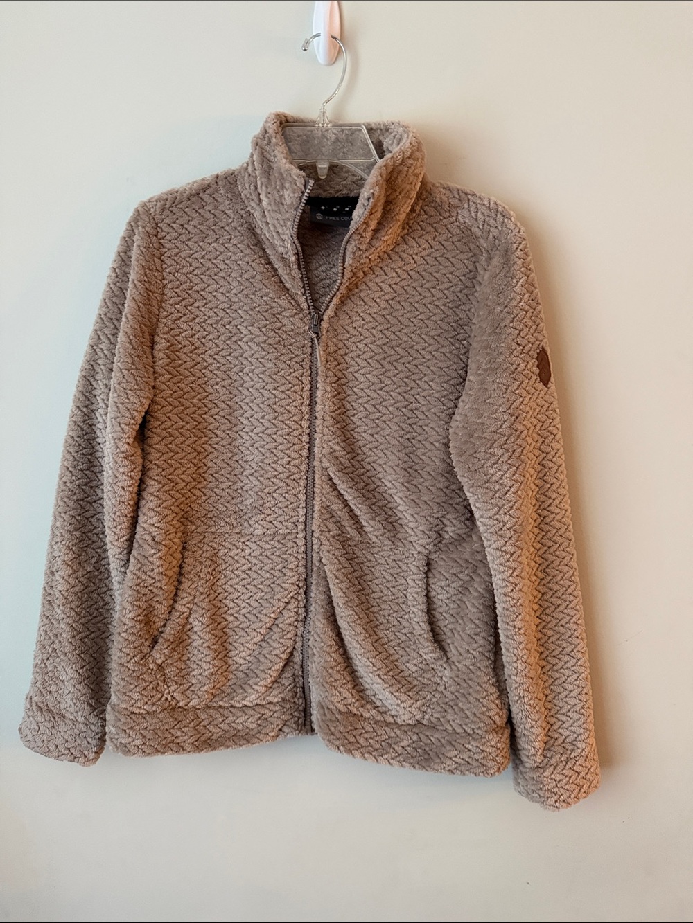 Free Country Taupe Plush Teddy Zip Jacket